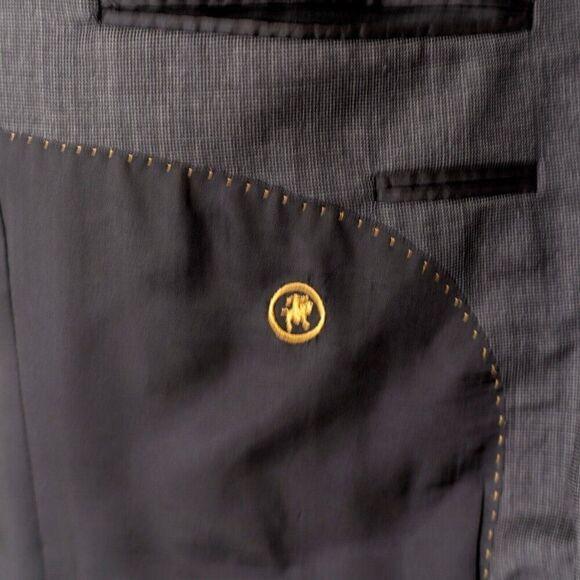 Hart Schaffner Marx Gold Trumpeter Nordstrom Wool Check Gray 2 Button Blazer 44L - Picture 11 of 16